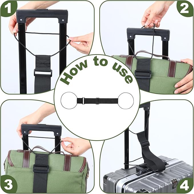 2 Pack Add a Bag Luggage Straps, Luggage Straps Bags Bungee Easy to Travel Suitcase Elastic Strap Belt for Add a Bag High Elastic Adjustable Traveling Luggages Accessories (Black)