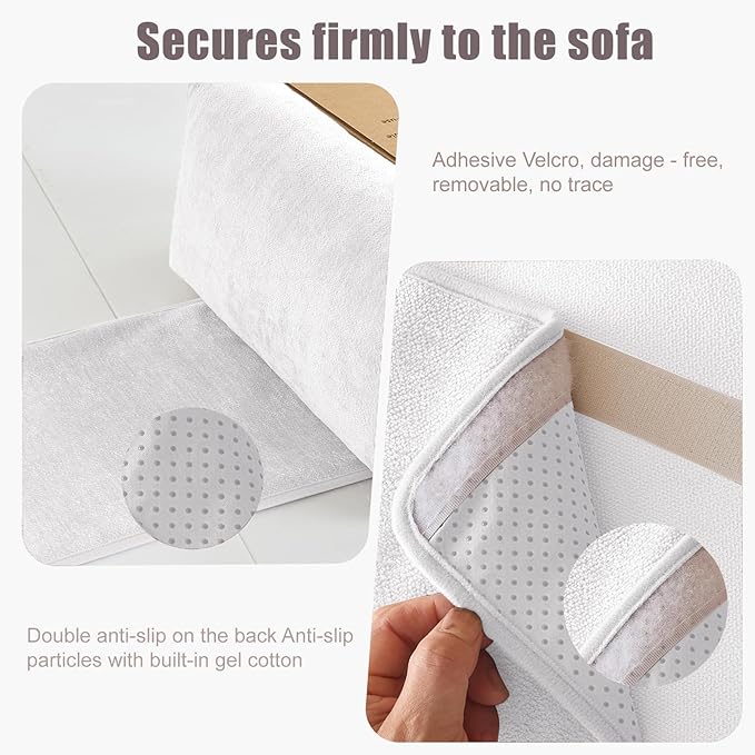 Chenille Neck Pillow for Sofa - Adjustable Headrest, Non-Slip Neck Support Cushion for Pain Relief, Comfortable Chair Pillow, Beige