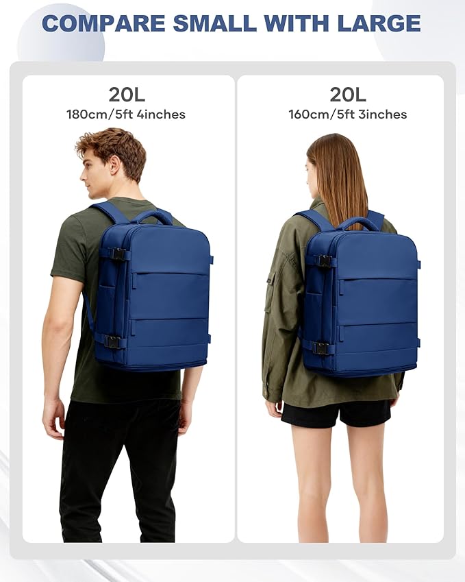coowoz Travel Backpack Carry On for Women Man Gym Backpacks with Laptop Compartment Mochila de Viaje Teacher Personal Item Backpack Airplane Accessories Must Haves Royal Blue Small