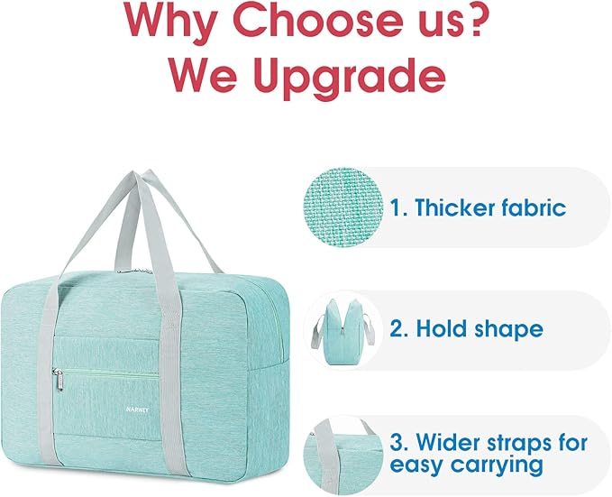 For Spirit Airlines Personal Item Bag 18x14x8 Foldable Travel Duffel Bag Tote Carry on Luggage Duffle Overnight for Women and Men