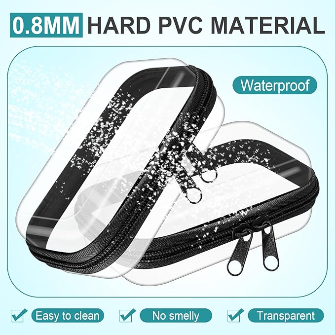 Sanwuta 6 Pcs Clear Hard Zipper Case Plastic Zipper Pouches Transparent Makeup Bag Pencil Case Pouches Toiletry Diaper Bag for Travel Toy Storage Organizer Bins(Black,5 x 3 x 2 Inch)
