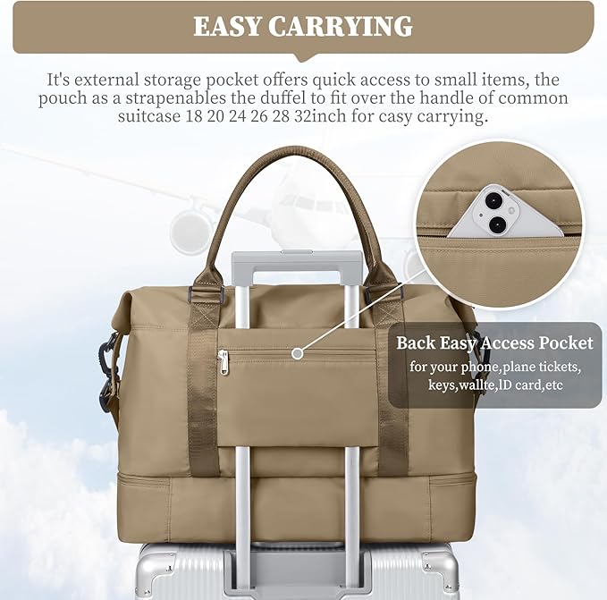 Weekender Bags for Women,Personal Item Travel Bag with Shoes Compartment,Overnight Travel Duffel Bag with Toiletry Bag,Medium