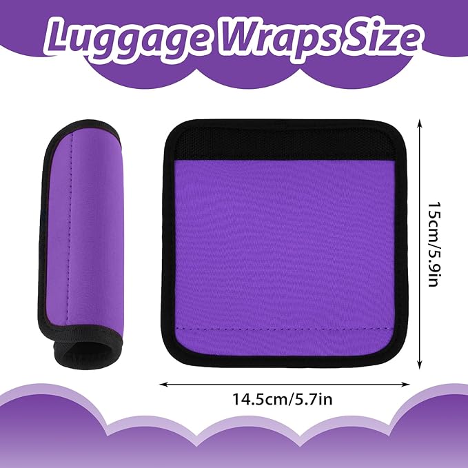 2 Pack Luggage Handle Wraps for Suitcase Bright Color Luggage Handle Covers Suitcase Tags identifiers Travel Accessories for Airplane/Flying (Purple)