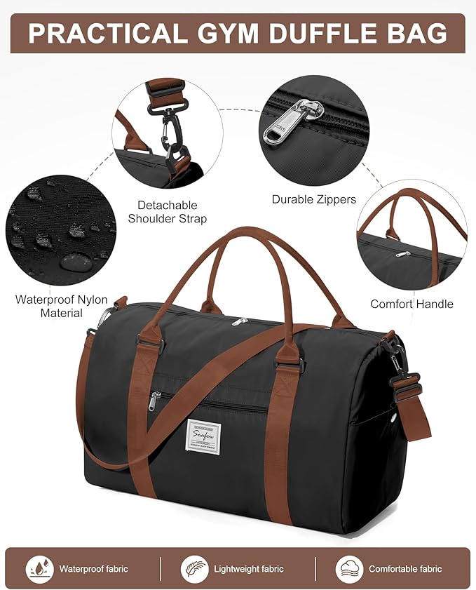 Gym Bag Womens,Travel Duffel Carry on Bag Sport Tote Bag Weekend Overnight Bag