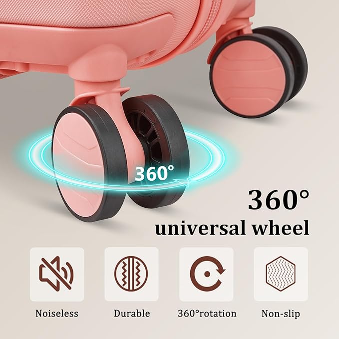 imiomo Hard Shell Luggage Sets 5 Piece for Women, Lightweight Hardside Rolling Suitcase Set with Spinner Wheels and TSA Lock, Pink