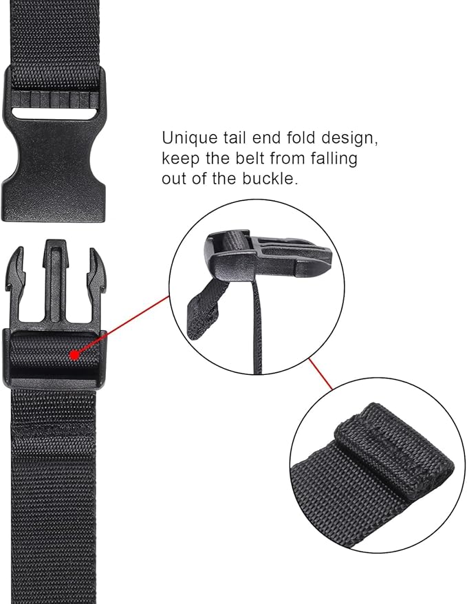 Vigorport Utility Straps Quick Release Nylon Backpack Accessory Bag Strap, Adjustable for Hiking, Travel, Outdoor Sports-4 Pack (Black, 1" W-79 L)