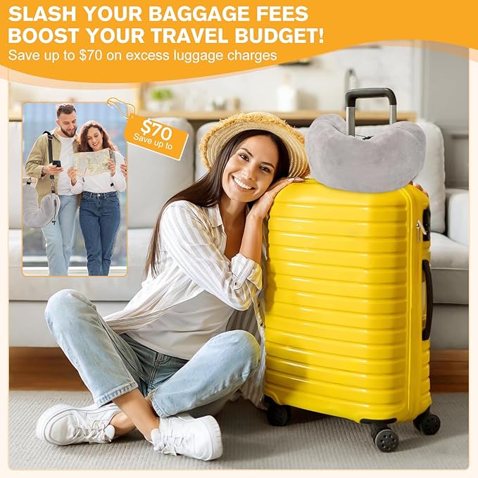 DreamShore Travel Pillow for Extra Luggage: Stuffable Neck Pillow with Adjustable Neck Size | Fits 3+ Days of Travel Essentials | Transformable Carry-On Solution | Soft Velvet Cover | No Filler