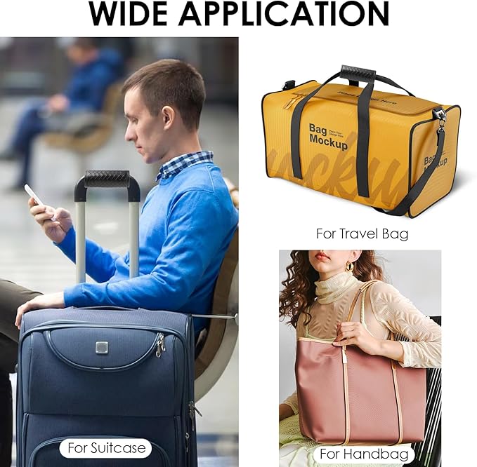Leather Luggage Handle Wraps for Suitcase, 2 Pack Luggage Handle Cover Identifiers Tags Markers for Travel Accessories (Black 1)