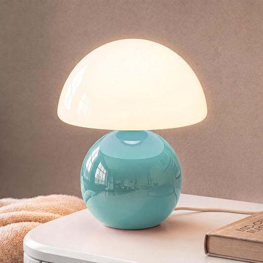 Mushroom Lamp Table Lamp for Bedroom,Desk Bedside Small Lamps for Living Room Night Stands,Mushroom Decor Cute Mini Modern Mid Century Lamps,Unique Aesthetic Home Living Room Decor(Blue)
