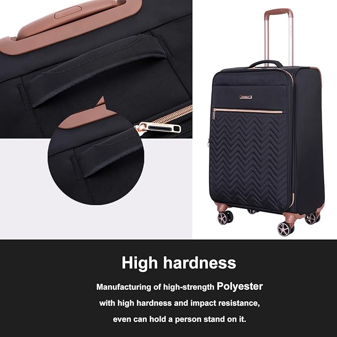 Travelhouse Luggage Set, Softside Suitcase 4-Piece (16/20/24/28), Expandable Lightweight Luggage Sets with Duffel Travel Bag,Suitcase with Double Spinner Wheels
