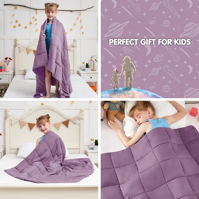 yescool Purple Weighted Blanket 3 Pounds Cooling Weighted Lap Blanket, Heavy Blanket for Sleeping, Weighted Throw Blanket Gifts for 20-40lbs, 36"x48"