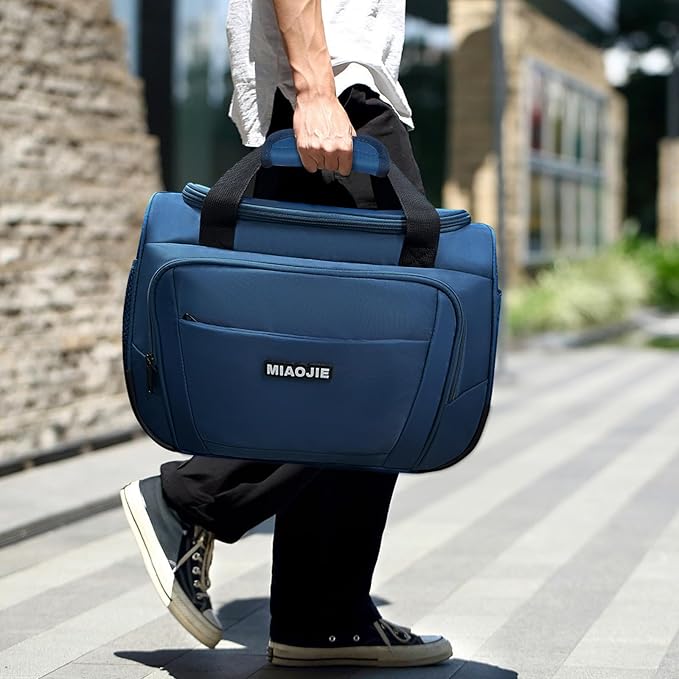 Underseat Carry On Luggage Lightweight Travel Tote Weekender Bag Overnight Duffle Bag for Travel, Travel Essentials Personal Item Travel Bag for Women and Men,Blue-18Inch