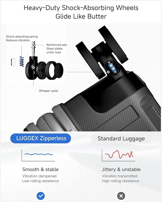 Checked Luggage with Spinner Wheels, 8010S Aluminum Frame Zipperless Polycarbonate Hard Shell Suitcase (ZX-Core, Charcoal Metallic, 24 Inch)