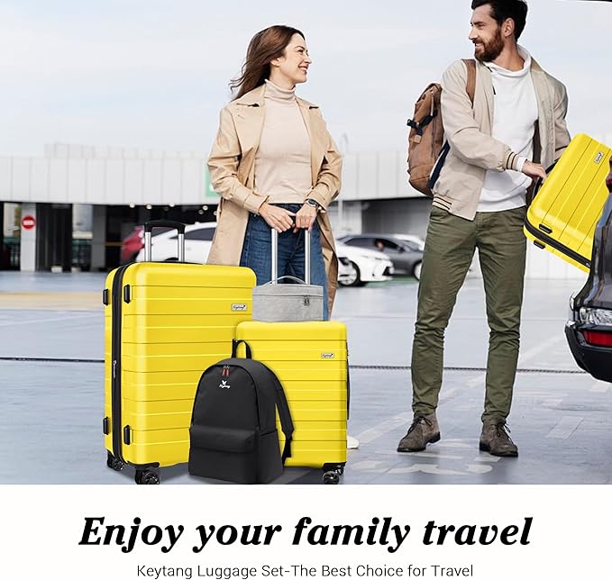 Zebra Luggage Sets 5 Piece, Lightweight Hardside Business Travel Suitcase Set with TSA Lock, Bonus Travel Backpack & Makeup Bag, 20/24/28 inch,Yellow