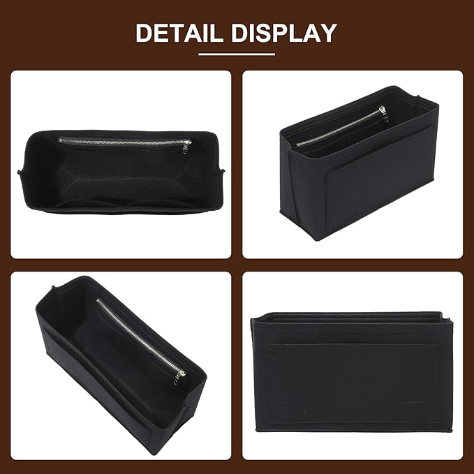 Doxo Backpack Organizer Insert for Longchamp Le Pliage L Backpack | Felt Material with 8 Compartments & YKK Zipper Pocket | Custom-Fit Longchamp Backpack Insert (LB, Black)