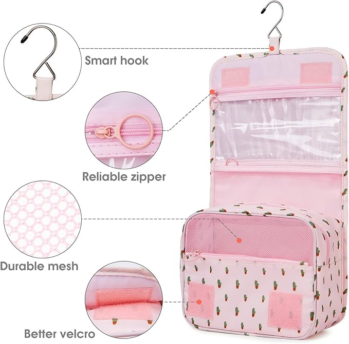 Narwey Small Hanging Travel Toiletry Bag for Women, Travel Bag for Toiletries, Makeup Bag Organizer Make Up Bags Cosmetic Bags for Girls