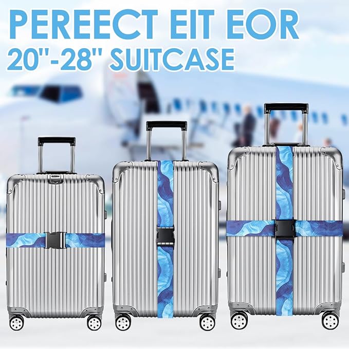 Gutsdoor Luggage Straps for Suitcases Adjustable Travel Belt, Connector Holds Suitcase Bright Colorful Identifiers Travel Bag Accessories (Sky Blue)