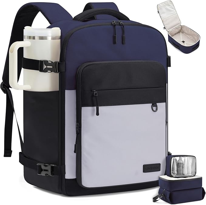 LOVEVOOK 40L Carry on Backpack, Large 17 Inch Travel Backpack for Women Men, Personal Item Bag Airline Approved with 3 Packing Cubes, Hiking Backpack Waterproof Weekender Essentials Casual Daypack