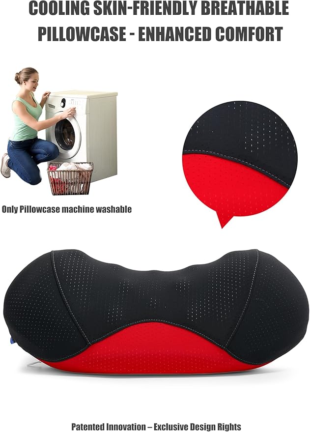 Bespilow Cervical Neck Pillow for Pain Relief, Dual-Layer Memory Foam Orthopedic Contour Pillow for Office,Travel, Ergonomic Neck Support for Back Sleepers,Cooling Breathable Case (US Design Patented)