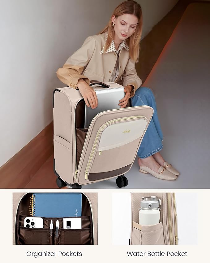 LOVEVOOK 4 Pcs Carry On Luggage 22x14x9 Airline Approved, 20 Inch Carry On Suitcases with Wheels, Softside Rolling Suitcase for Women Men, with TSA Lock Weekender Travel Luggage