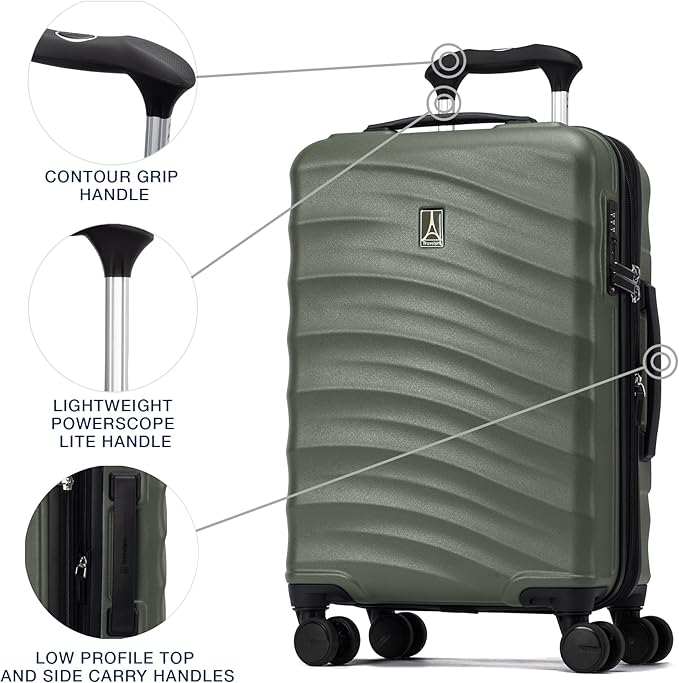 Travelpro Maxlite Air V2 Hardside Expandable Carry on Luggage, 8 Spinner Wheels, Lightweight Hard Shell Suitcase, TSA lock, Slate Green, Compact Carry On 19-Inch