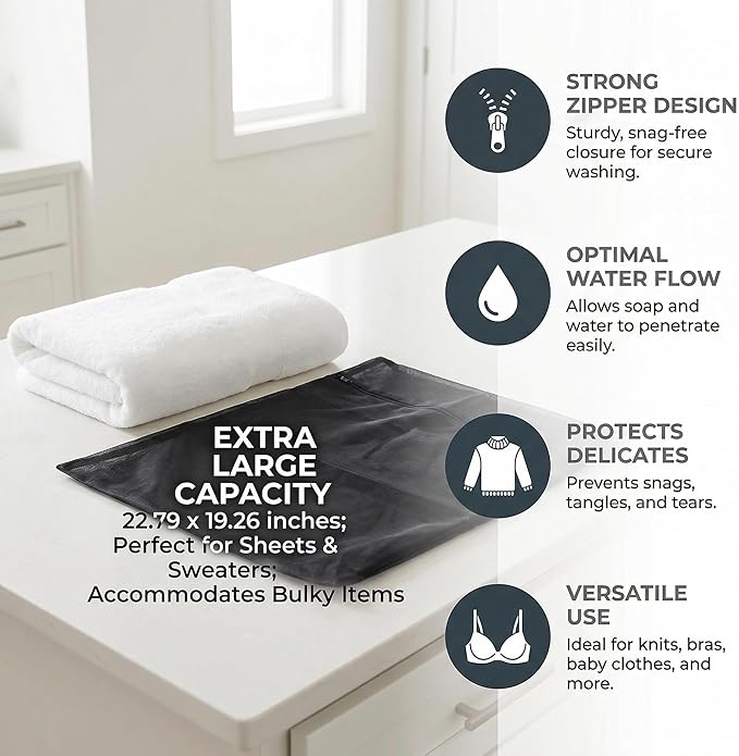 4pcs Mesh Laundry Bags Zipper Heavy Duty Washing Machine Bags Clothing Sweater Undergarment Travel Storage Organizer