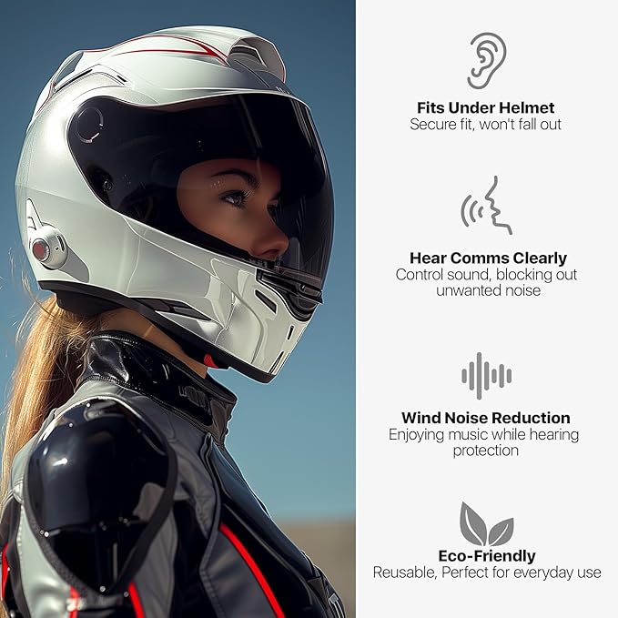 Motorcycle Ear Plugs 2Pairs, Wind Noise Reduction & Prevent Hearing Damage, Comfort Reusable Earplugs for Motorsports, Touring, Racing, Riding, 2 Sizes Fit All Ear-Canal, 25dB Noise-Reduction Earbuds