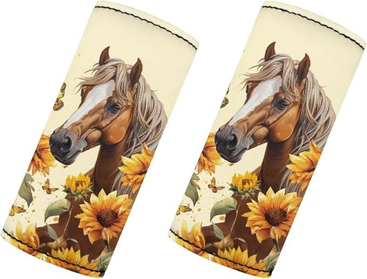BIGCARJOB Luggage Handle Wraps Set Animal Horse Sunflower Trolley Case Grip for Women Girls Door Protection Cover Suitcase Handle Cover Gifts Suitcase Handle Wraps Travel Bags Set of 2