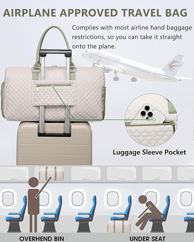 Women Weekender Travel Duffle Bag: Travel Duffel Overnight Bags with Shoe Compartment Large Carry on Tote with Toiletry Bag Weekend Traveling Yoga Gym Hospital Bag for Women with Wet Pocket