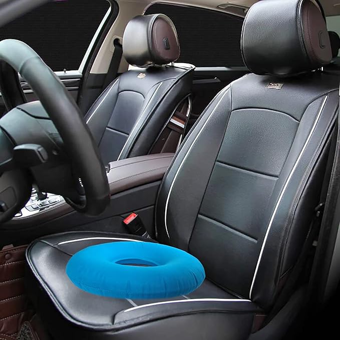 2 Pack Donut Pillow, Inflatable Donut Cushion for Tailbone Pain,Hemorrhoid Seat Cushion, Round Wheelchairs Seat Cushion for Home, Car or Office Chair (15" Dark Blue & Light Blue)