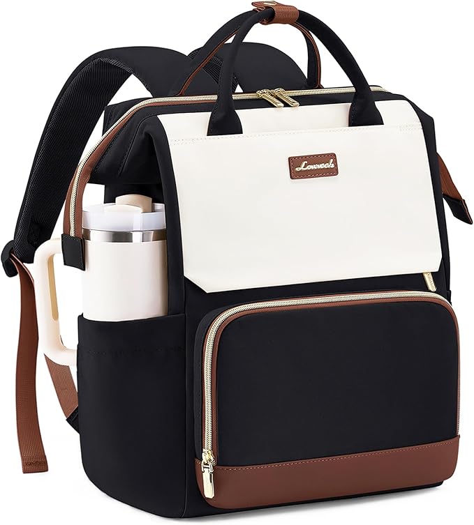 LOVEVOOK Laptop Backpack for Women with Giant Tumbler Holder Pocket, 18 inch Travel Work Bag Purse for Nurse Teacher, Waterproof Casual Daypack Bookbag for College Business