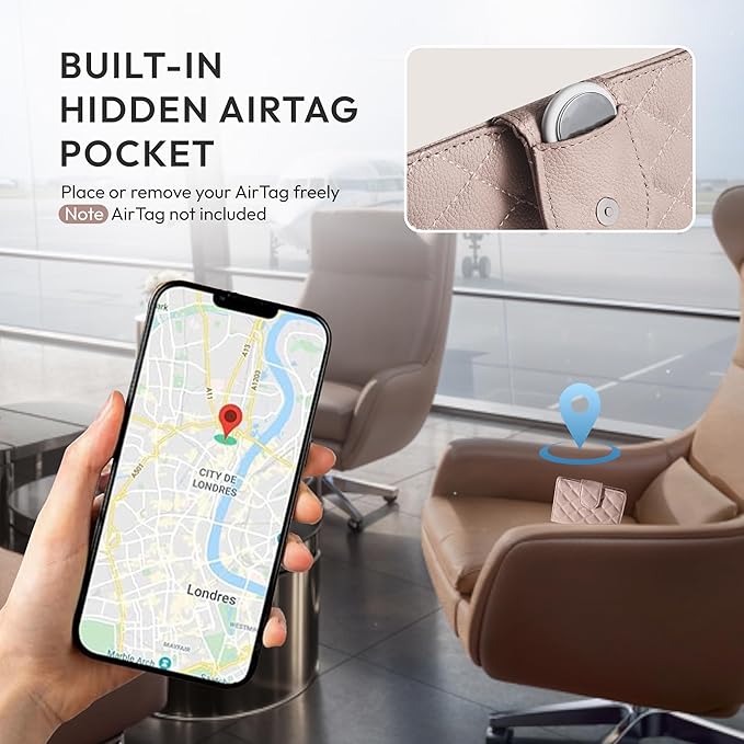 Passport Holder for Travel RFID Passport Holder with Airtag Compact Leather Passport Cover Case with Card Holders SIM Slots Passport Wallet for Women Men Airport Essentials Gift