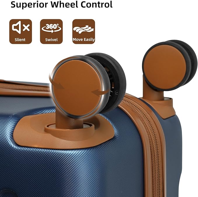 6 Piece Luggage Set Hard Shell - Navy Blue Expandable Suitcases with Spinner Wheels and Duffel Bags for Family Travel, Durable Carry On Luggage Sets with Lock for Women and Men