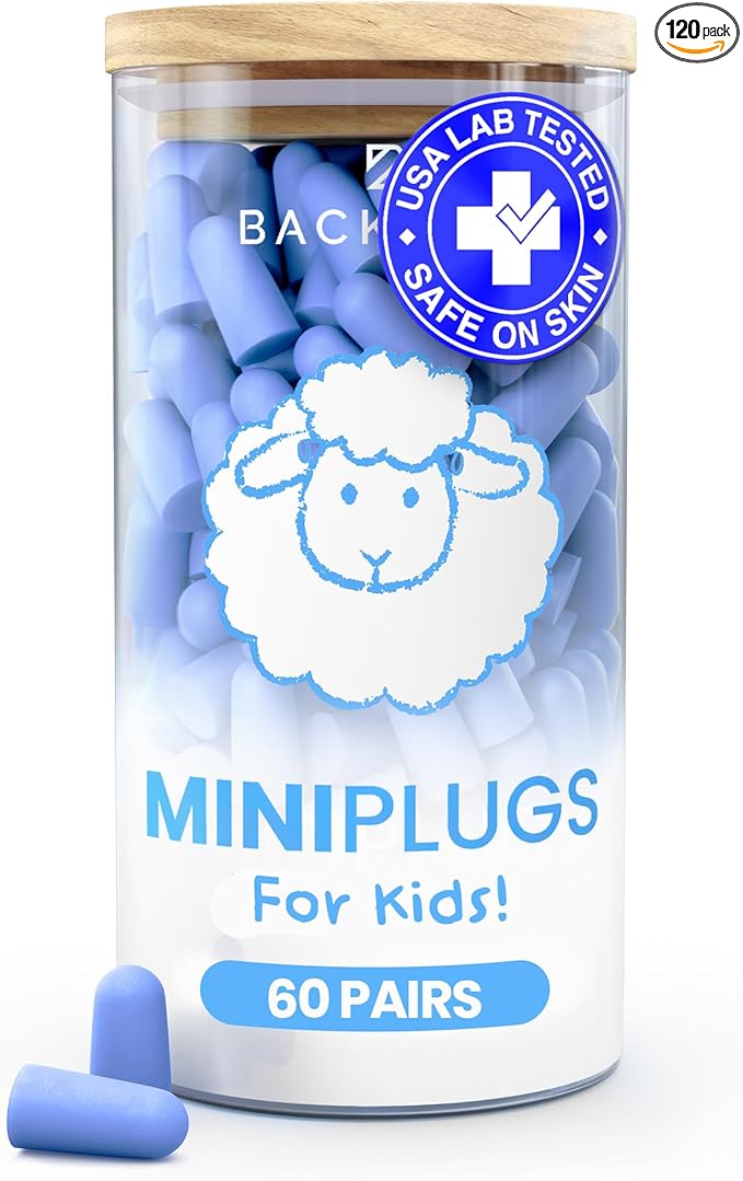 MiniPlugs - Earplugs for Kids (Age 4-9) Skin-Safe Lab Tested Extra Small Ear Plugs for Kids, Children's Ear Plugs for Sleeping, Slim Fit Toddler Earplugs Noise Reduction, Child Concert Protection