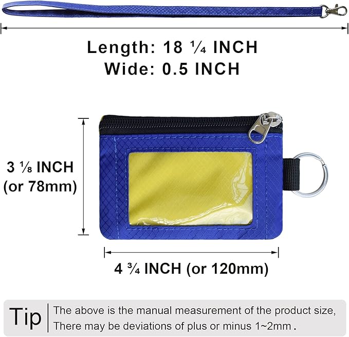 CHENSPRX Minimalist RFID Blocking Small Wallet with ID Window,WaterResistant Zip Id Case Wallet with Lanyard Keychain for Cards,Cash,Travel,Women,Men