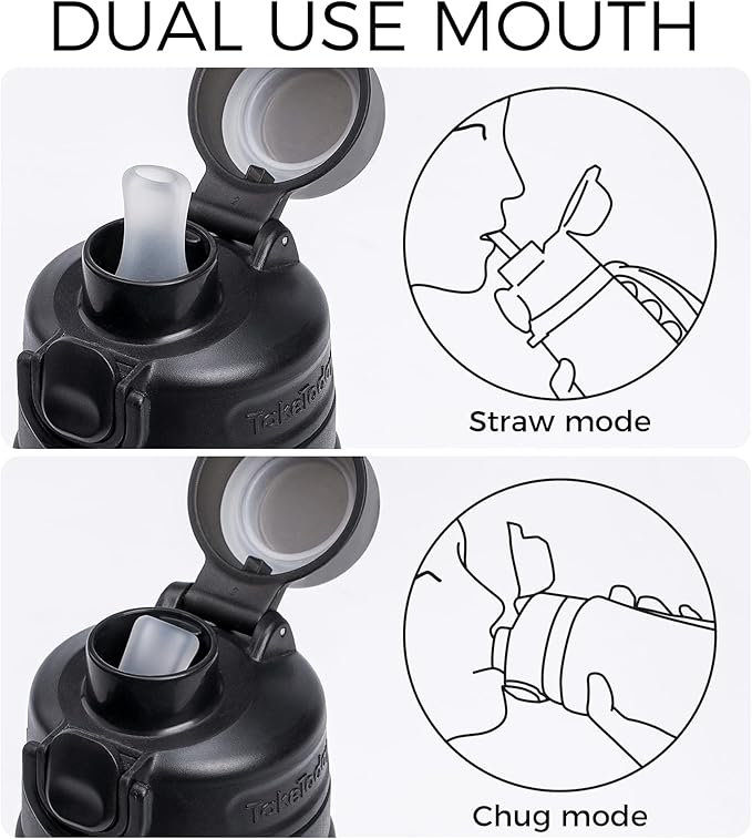 TakeToday Collapsible Water Bottles 21oz (600mL), Foldable Platinum Silicone Travel Water Bottle with Straw & Carry Strap, Leak-Resistant Screw Lid, Wide Mouth, BPA-Free for Hiking, Camping, Travel