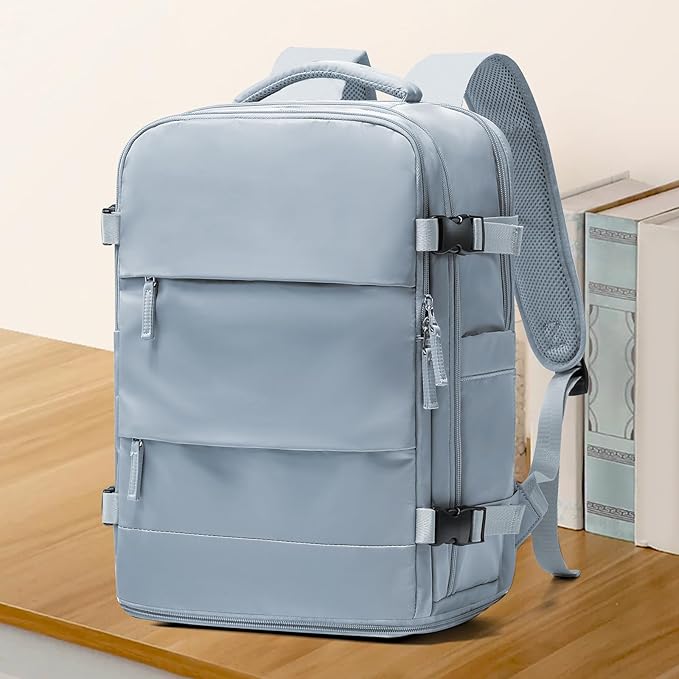 coowoz Travel Backpack For Women Men,Carry On Backpack,Hiking Backpack Waterproof Outdoor Sports Rucksack Casual Daypack travel essentials（Gray Blue）