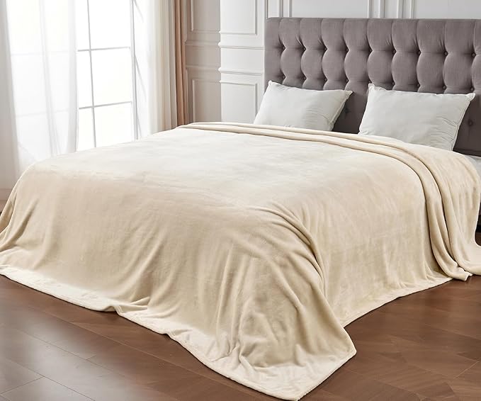 Big Oversized King Blanket, Extra Large Soft Blanket 120x120, California King Size for Whole Family, Bed, Sofa, Couch, Travel, Camping Khaki