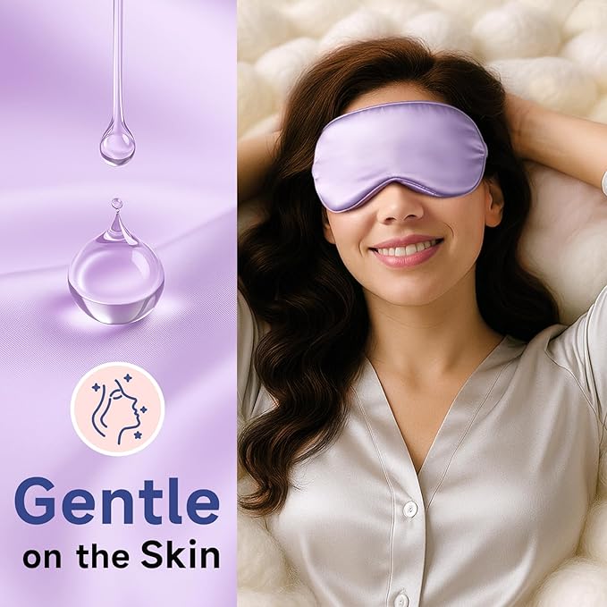 Umisleep Sleep Mask in Certified Mulberry Silk, 22 Momme 6A Soft Eye Masks for Sleep, Adjustable Sleep Masks for Women Men, Light Blocking Sleeping Mask, Silk Eye Mask for Sleeping, Blindfold, Purple