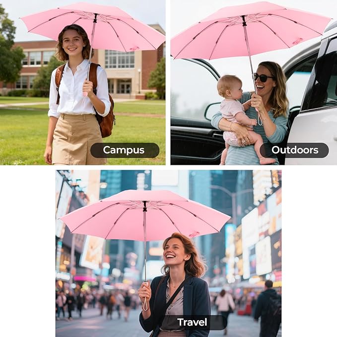 ZDSSM Compact Inverted Travel Umbrella, Automatic Open Close, 9-Rib 46 Inch Windproof Umbrella, Waterproof UPF 50+, Portable Umbrellas for Men, Women, Travel, and Daily Use