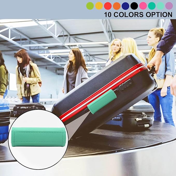 Luggage Handle Wrap 5 Pack-Leather Luggage Handle Wraps for Suitcase/Handbag/Duffel Bag/Car Bright Luggage Identfier/Handle Covers/Grips Luggage Accessories for Travel 3.0 (Aqua)