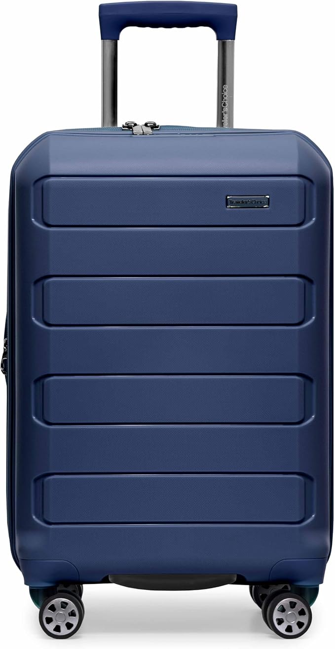 Traveler's Choice Pagosa Hardshell Expandable Luggage with Spinner Wheels, Navy, 2-Piece Set (22/26)