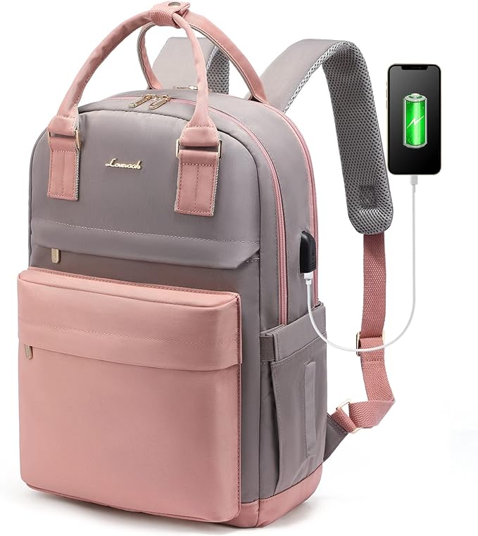 LOVEVOOK Laptop Backpack for Women 15.6 Inch Laptop Bag with USB Port, Fashion Waterproof Backpacks Teacher Nurse Stylish Travel Bags Vintage Daypacks Bookbag for College School Work