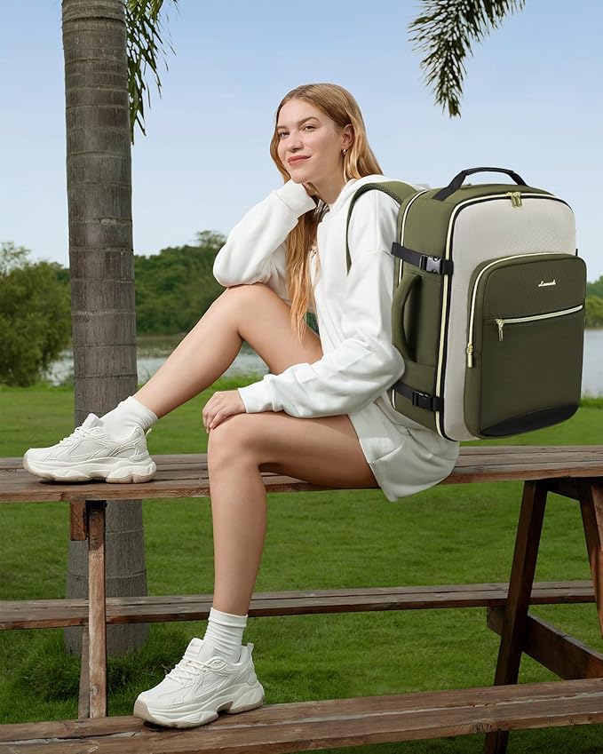 LOVEVOOK 50L Large Travel Backpack for Women, Carry on Backpack Airline Approved, Waterproof Travel Essentials fits 18" Laptop, TSA Personal Item Travels Bag Sports Backpack with 3 Packing Cubes
