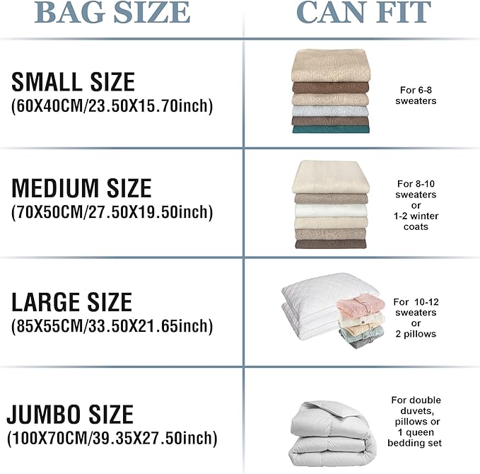 Vacuum Storage Bags, Vacuum Seal Space Saver Bags for Clothing, Travel Lugggage,Carry-on, Blankets, Comforters, Pilow, Bedding, 10 Large