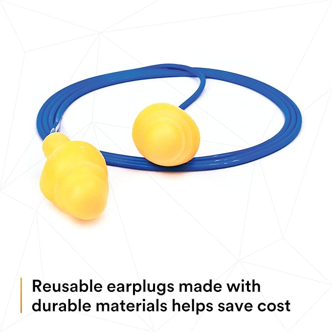 3M E-A-R UltraFit Corded Ear Plugs 340-4004, 100-Pair, Yellow, Poly Bag 3404004