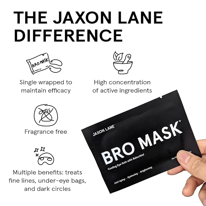 JAXON LANE BRO MASK Under Eye Patches for Men with Hydrogel (4 x 6 pairs) - Anti-Aging Korean Eye Masks for Dark Circles and Puffiness- Puffy Under Eye Treatment - Perfect Skin Care for Men