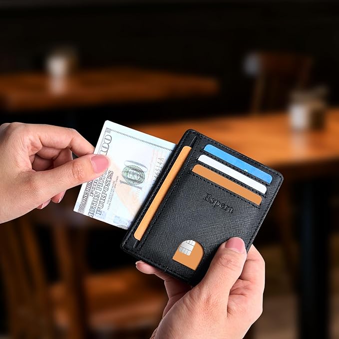 Espera Slim Minimalist Front Pocket Wallet for Men, RFID Blocking Credit Card Holder, Thin Travel ID Card Case, Gifts for Men