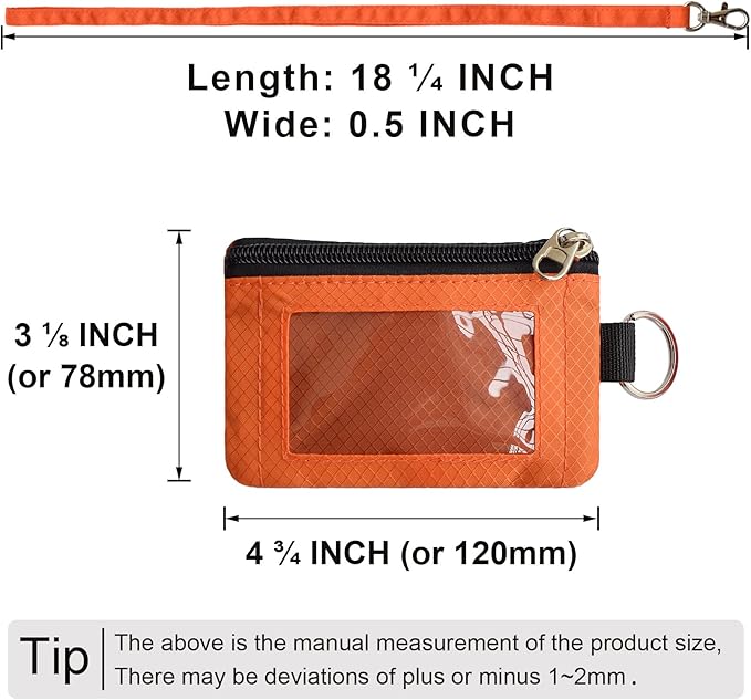CHENSPRX Minimalist RFID Blocking Small Wallet with ID Window,WaterResistant Zip Id Case Wallet with Lanyard Keychain for Cards,Cash,Travel,Women,Men