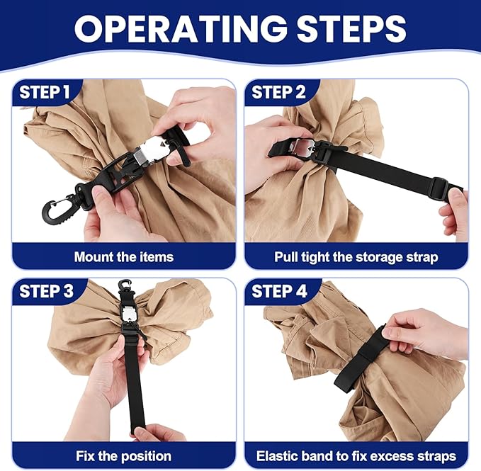 Magnetic Luggage Strap for Backpack & Suitcase - Heavy Duty Suitcase Belt with Jacket Gripper - Multi Purpose Travel Accessories with Replaceable Hooks - Adjustable Extra Bag Holder